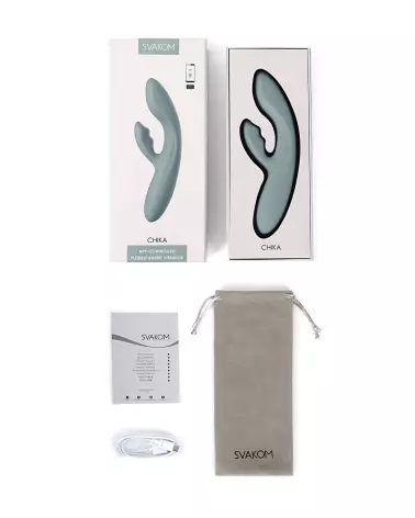 Image SVAKOM CHIKA GREY VERT - Stimulateur Point G haute performance-2