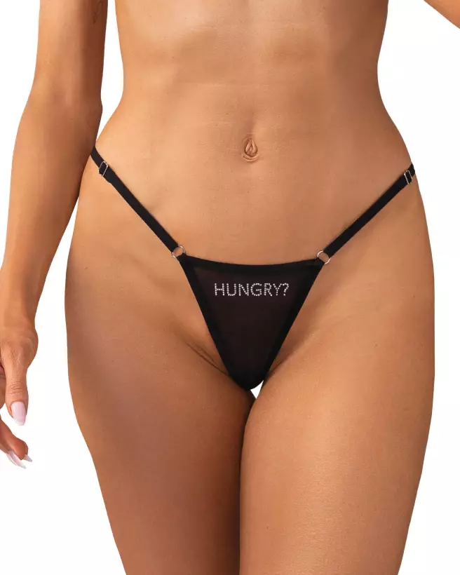 String Violami Hungry d'Obsessive en mesh noir avec strass-6