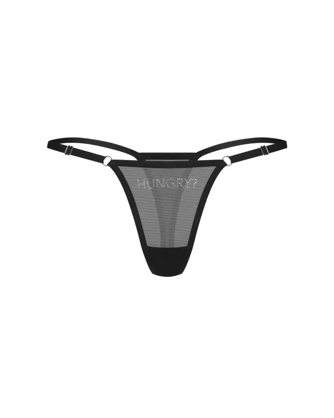 String Violami Hungry d'Obsessive en mesh noir avec strass-8