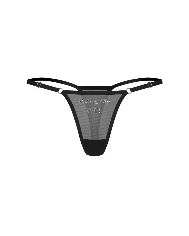 String Violami Make me Wet d'Obsessive avec maille noire et strass-8