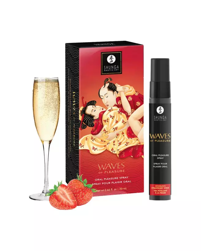 Image du Spray Waves of Pleasure SHUNGA goût vin pétillant à la fraise pour plaisir oral-1