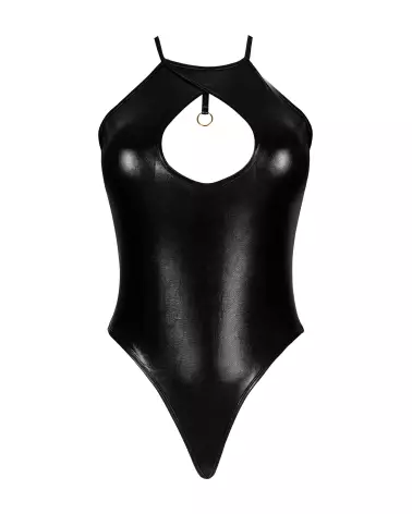 Photo de l'ensemble lingerie Dark Magnet noir par Beauty Night, style audacieux avec look humide et détails de résille-11
