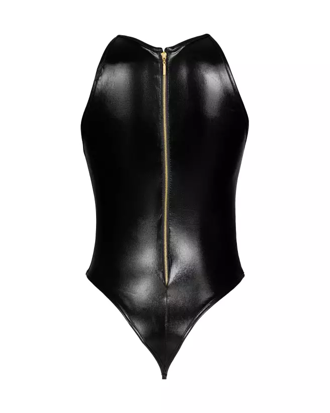 Photo de l'ensemble lingerie Dark Magnet noir par Beauty Night, style audacieux avec look humide et détails de résille-12