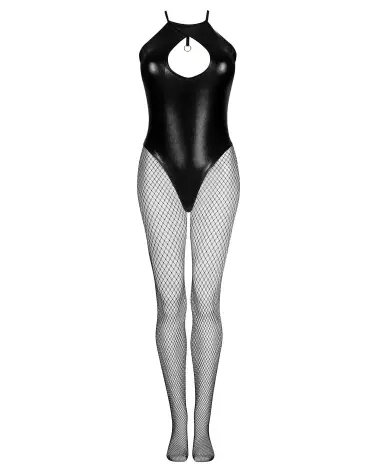 Photo de l'ensemble lingerie Dark Magnet noir par Beauty Night, style audacieux avec look humide et détails de résille-13