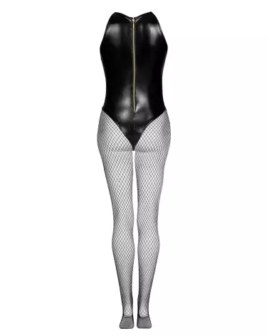 Photo de l'ensemble lingerie Dark Magnet noir par Beauty Night, style audacieux avec look humide et détails de résille-14