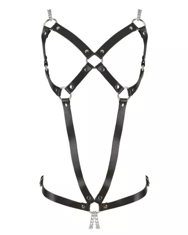 Harnais en cuir ZADO avec deux chaînes, taille ajustable S-L, design élégant et robuste-5