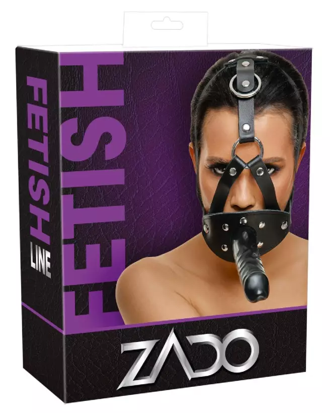 Image du harnais LeatherHead ZADO avec dildo pour jeux de baillons - qualité et confort-1