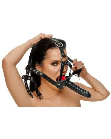 Image du harnais LeatherHead ZADO avec dildo pour jeux de baillons - qualité et confort-2