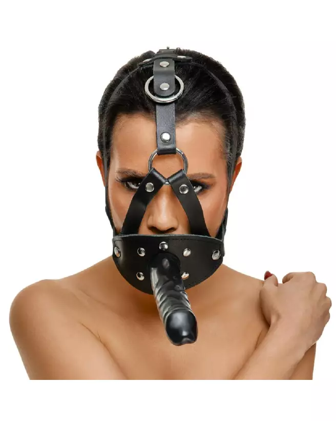 Image du harnais LeatherHead ZADO avec dildo pour jeux de baillons - qualité et confort-3