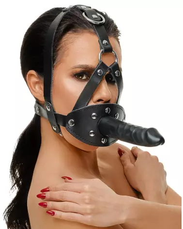 Image du harnais LeatherHead ZADO avec dildo pour jeux de baillons - qualité et confort-4