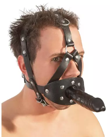 Image du harnais LeatherHead ZADO avec dildo pour jeux de baillons - qualité et confort-5