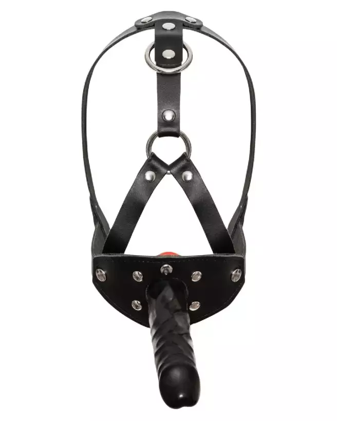 Image du harnais LeatherHead ZADO avec dildo pour jeux de baillons - qualité et confort-6