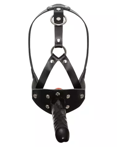 Image du harnais LeatherHead ZADO avec dildo pour jeux de baillons - qualité et confort-6