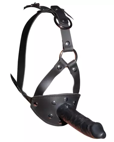 Image du harnais LeatherHead ZADO avec dildo pour jeux de baillons - qualité et confort-7