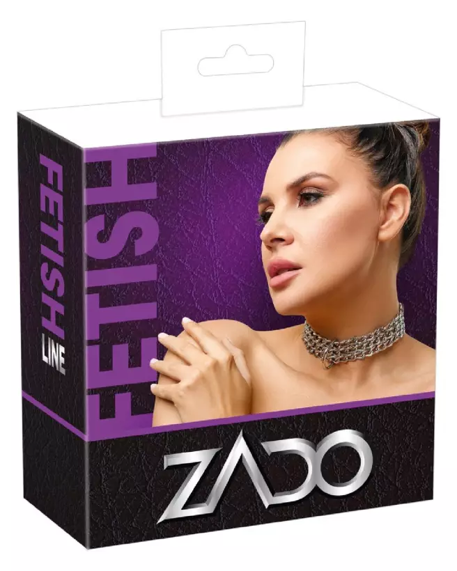 Collier BDSM en cuir ZADO avec chaîne, Leder Halsfessel Kette, accessoires de domination leather-1