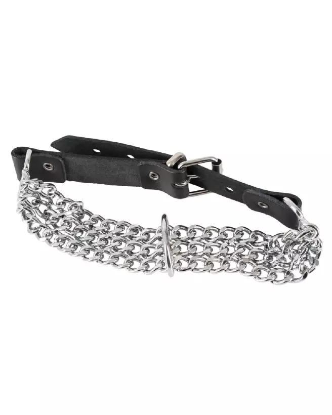 Collier BDSM en cuir ZADO avec chaîne, Leder Halsfessel Kette, accessoires de domination leather-6