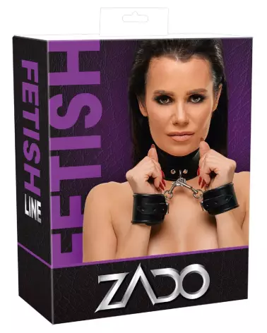 Collier et menottes en cuir ZADO pour BDSM-1