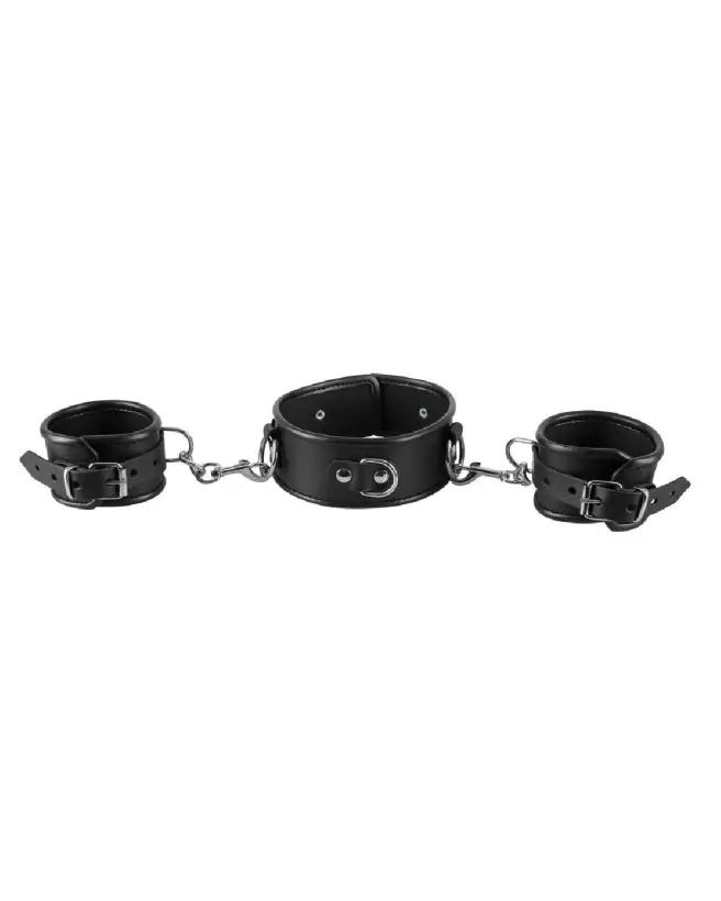 Collier et menottes en cuir ZADO pour BDSM-2