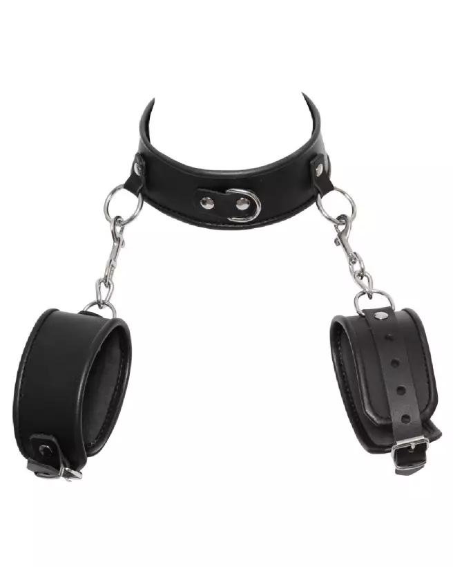 Collier et menottes en cuir ZADO pour BDSM-4