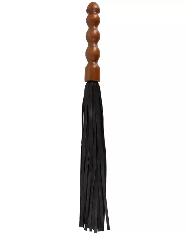Image du fouet Leather Flogger Wood de ZADO en cuir véritable-1