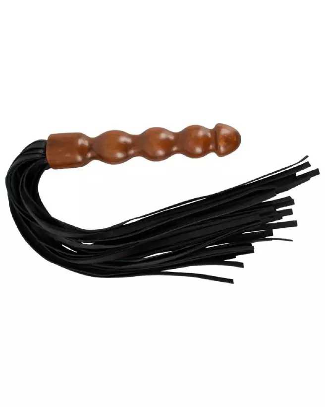 Image du fouet Leather Flogger Wood de ZADO en cuir véritable-2