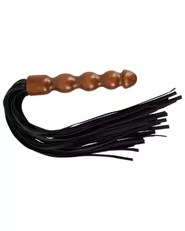 Image du fouet Leather Flogger Wood de ZADO en cuir véritable-2