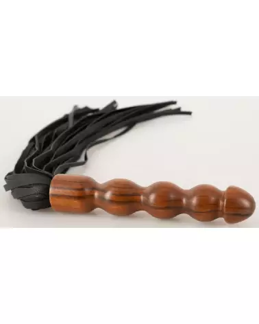 Image du fouet Leather Flogger Wood de ZADO en cuir véritable-3