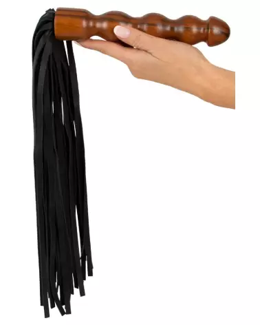 Image du fouet Leather Flogger Wood de ZADO en cuir véritable-4