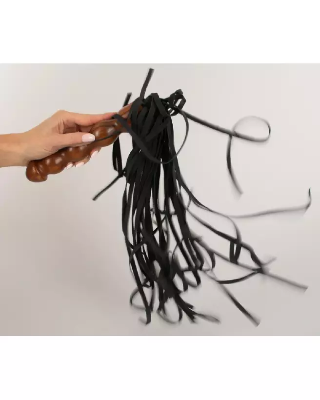 Image du fouet Leather Flogger Wood de ZADO en cuir véritable-5
