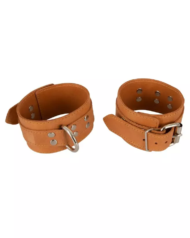 Menottes en cuir naturel ZADO ajustables et confortables pour bondage-2