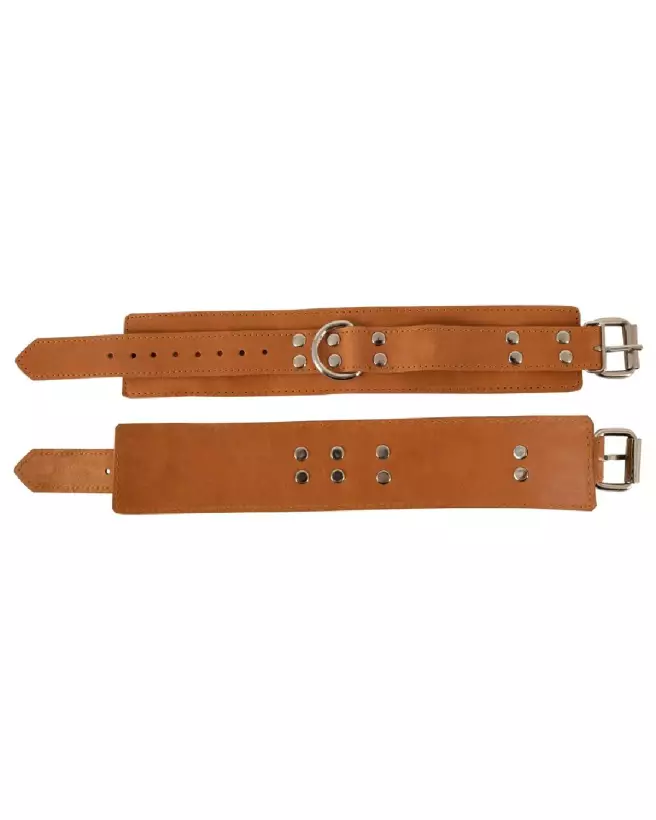 Menottes en cuir naturel ZADO ajustables et confortables pour bondage-3