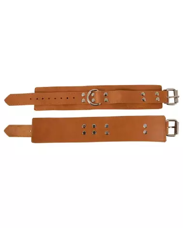 Menottes en cuir naturel ZADO ajustables et confortables pour bondage-3