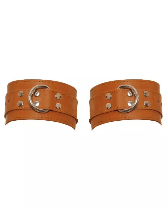 Menottes en cuir naturel ZADO ajustables et confortables pour bondage-4