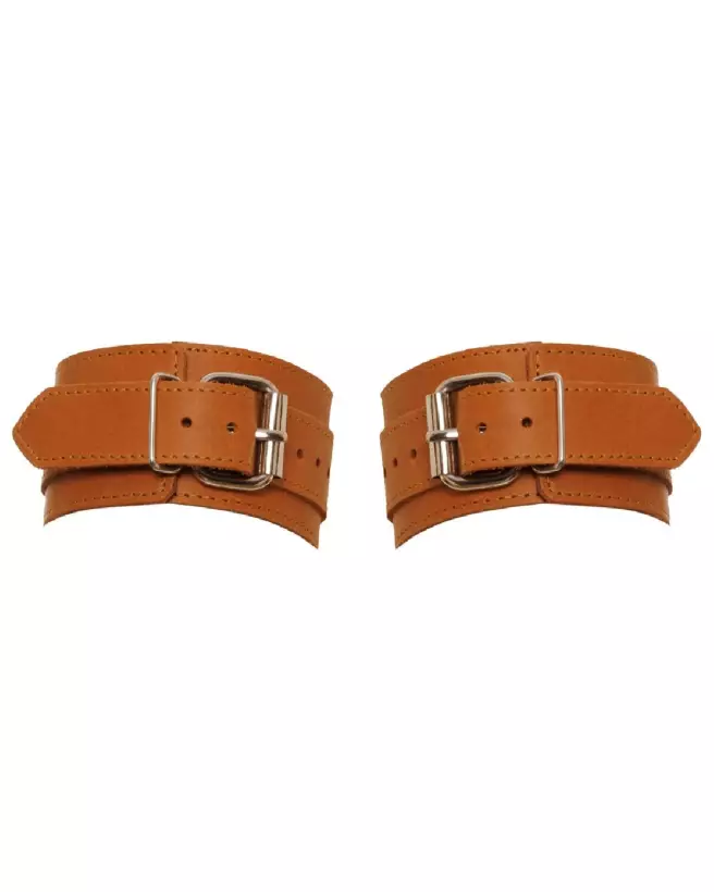 Menottes en cuir naturel ZADO ajustables et confortables pour bondage-5