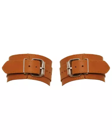 Menottes en cuir naturel ZADO ajustables et confortables pour bondage-5