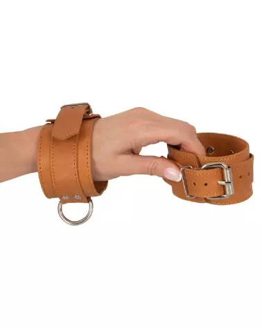 Menottes en cuir naturel ZADO ajustables et confortables pour bondage-6