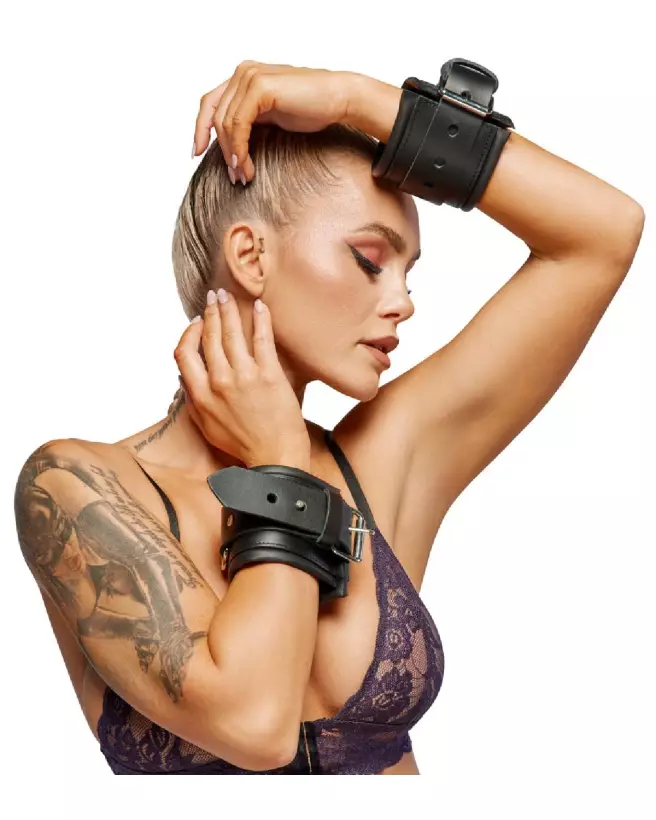 Menottes en cuir ZADO pour jeux érotiques de luxe-3