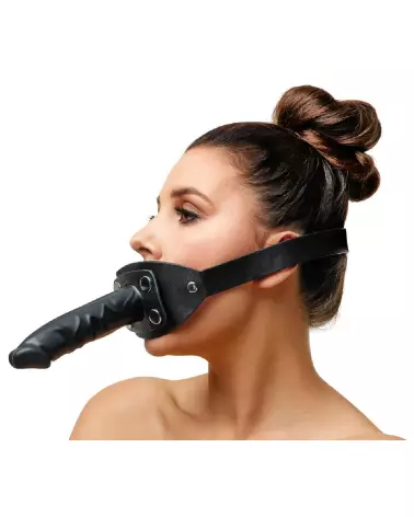 Baillon Leather Gag Penis en cuir avec gode intégré de ZADO pour BDSM-3