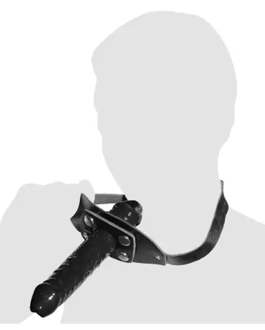 Baillon Leather Gag Penis en cuir avec gode intégré de ZADO pour BDSM-4