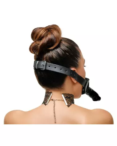 Baillon Leather Gag Penis en cuir avec gode intégré de ZADO pour BDSM-5
