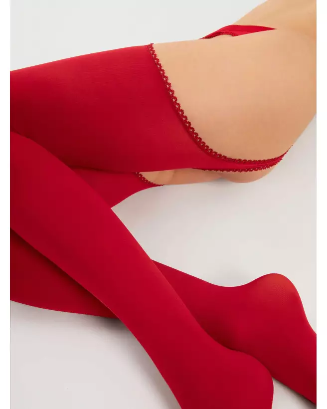 Image des bas jarretelles Diavola 60 DEN rouge par Fiore, élégance et séduction en lingerie-1