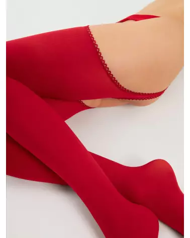 Image des bas jarretelles Diavola 60 DEN rouge par Fiore, élégance et séduction en lingerie-1