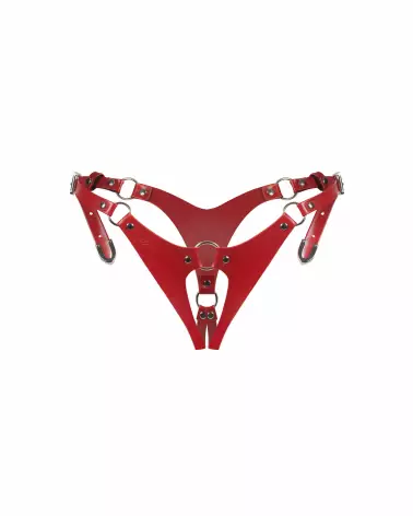 Image du String Ouvert Inferro par Obsessive avec sangles ajustables et anneaux en argent-8