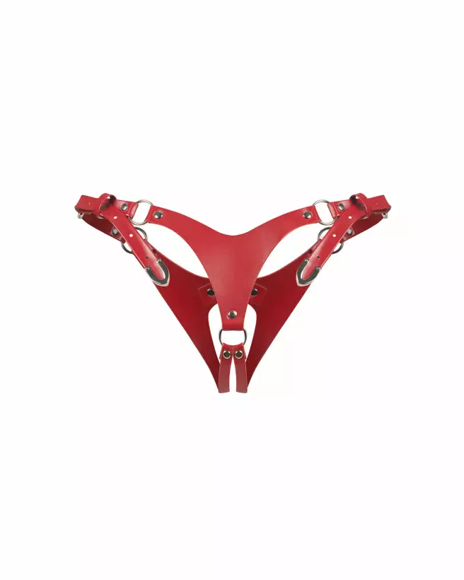 Image du String Ouvert Inferro par Obsessive avec sangles ajustables et anneaux en argent-9