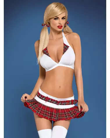 Costume sexy Schooly Obsessive rouge et blanc pour jeux de rôle-8