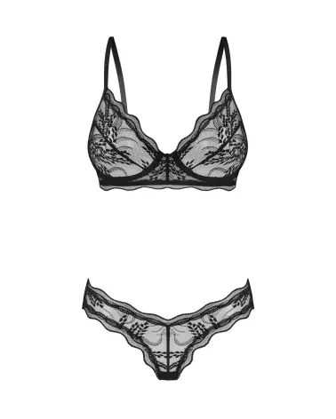Ensemble Perisia 2 pièces noir Obsessive, soutien-gorge et culotte en dentelle élégante-1