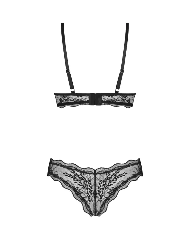 Ensemble Perisia 2 pièces noir Obsessive, soutien-gorge et culotte en dentelle élégante-2