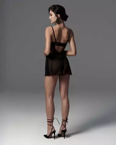 Perisia Babydoll et String noir par Obsessive, lingerie élégante en dentelle-4