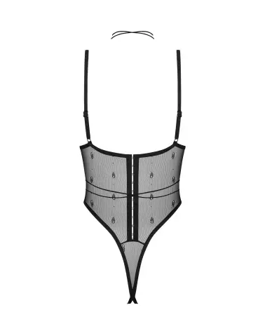 Body Ouvert Anniverse Obsessive en Maille Noire avec Harnais Ajustable-2