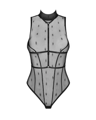 Photo de l'ensemble Anniverse Obsessive noir, incluant body transparent et harnais ajustable-1